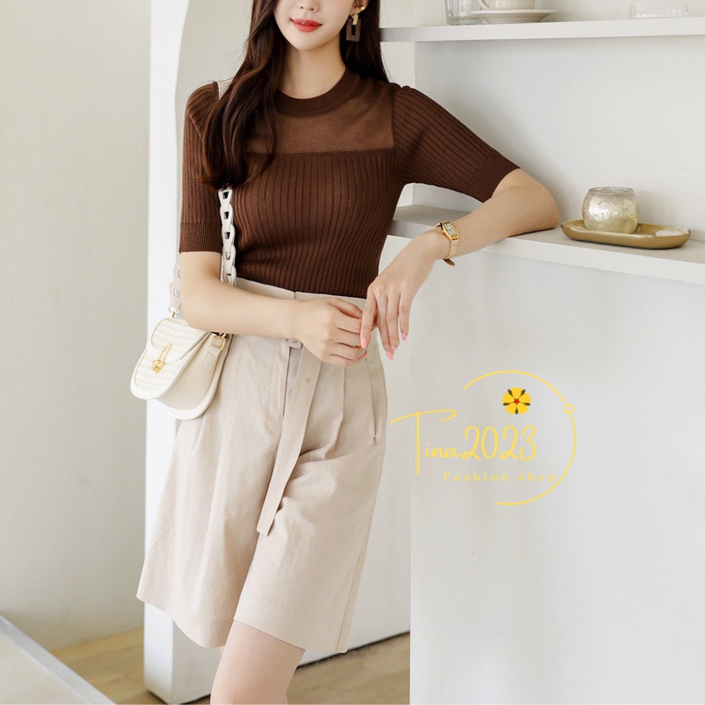 Quần đùi giả váy ZARA, hàng xuất xịn nửa cạp thun, váy quần công sở dây nịt rời, có 2 túi sườn ống rộng linen thoáng mát