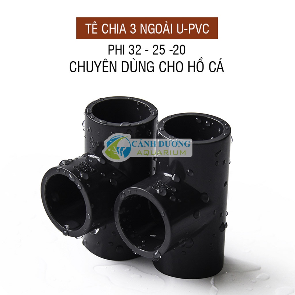 Tê chia 3 màu đen ĐEN U-PVC Phi 32-25-20 chuyên dùng cho hồ cá