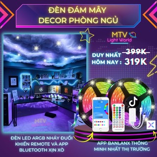 Đèn led trang trí phòng ngủ - Đèn đám mây decor cầu vồng, sấm chớp, khiển APP, nháy đuổi nhạc - MTV Store