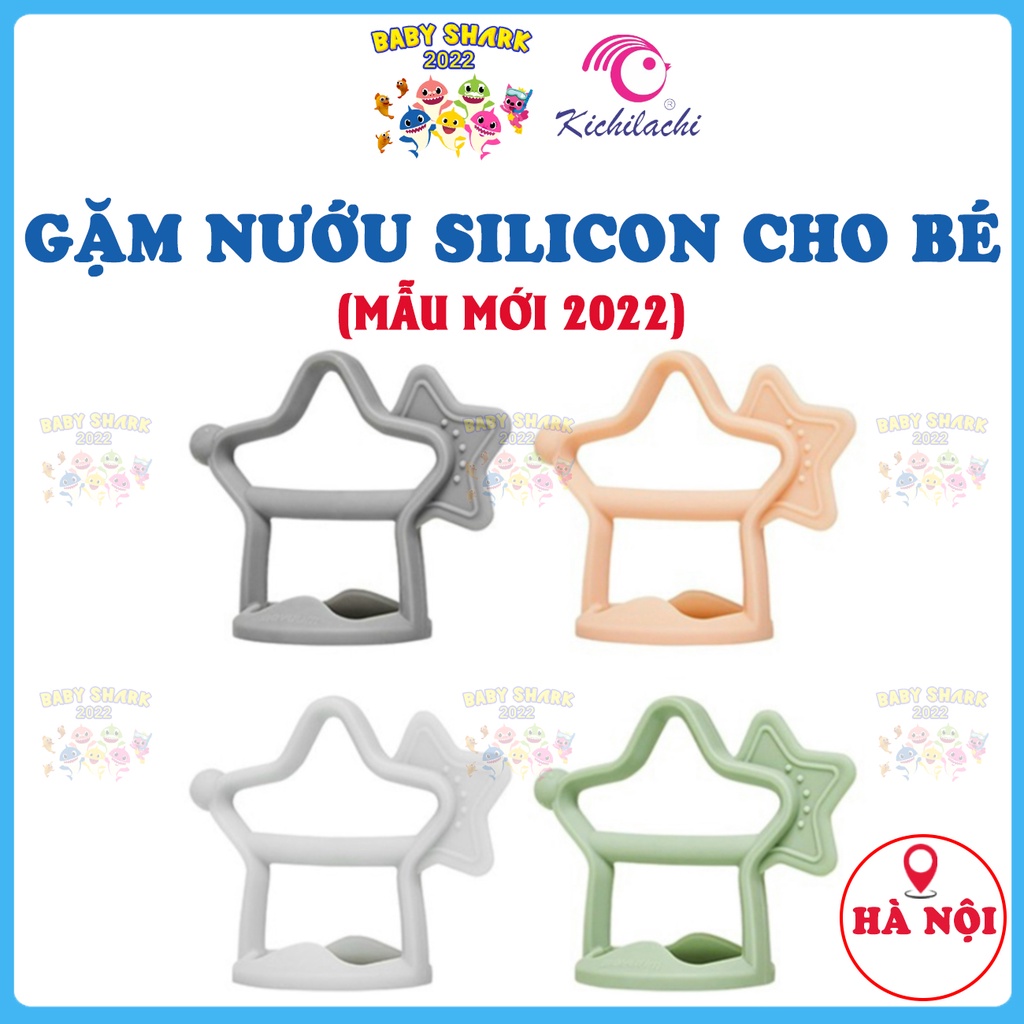 Gặm nướu cho bé hình ngôi sao silicon Kichilachi có quai cầm chống rơi phù hợp cho bé từ 3 tháng