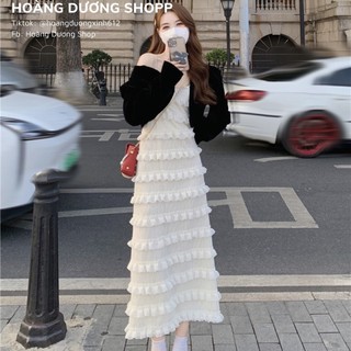 Váy xuông trắng hai dây bèo tầng xinh xắn đủ size cho nữ  Váy xuông trắng hai dây bèo tầng xinh xắn đủ size cho nữ