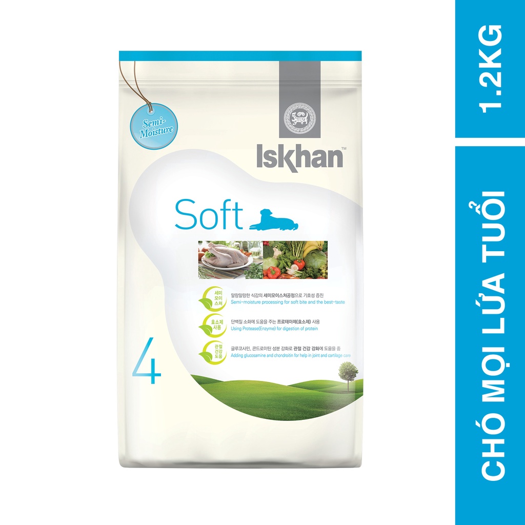 (1.2KG) THỨC ĂN HẠT HẠT MỀM ISKHAN SOFT CHO CHÓ MỌI LỨA TUỔI
