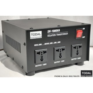 Biến áp cách ly xuyến TODAL 1000VA điện ra 220V/120V/100V