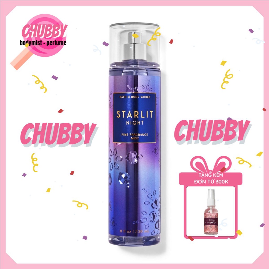 𝙘𝙝𝙪𝙗𝙗𝙮 - Xịt Thơm toàn thân BATH & BODY WORKS -STARLIT NIGHT