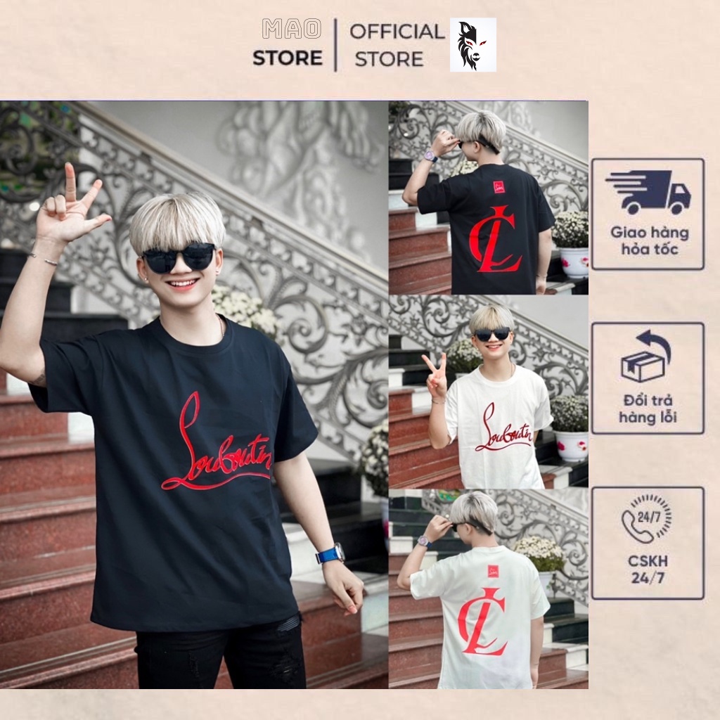 Áo Phông Nam Nữ Premium Cotton in Chữ Louboutin Logo Lc - Áo Cộc Tay Thấm Hút Mồ Hôi Bản Đẹp 2023