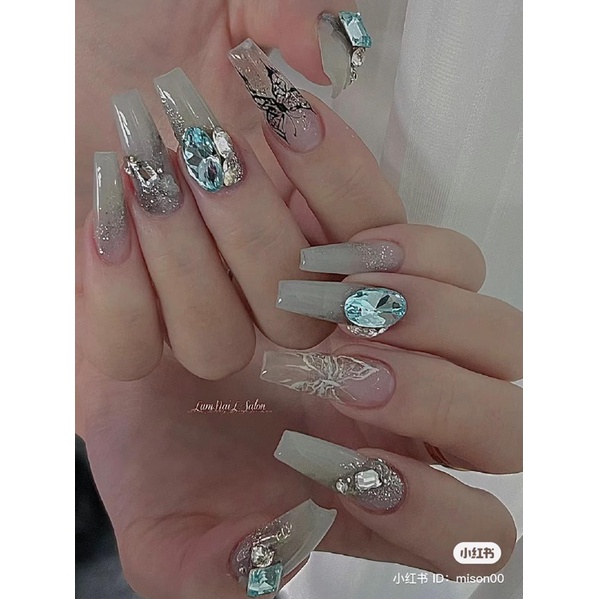 Sơn gel thạch xanh ghi đá lên tay siêu sang, mịn mướt