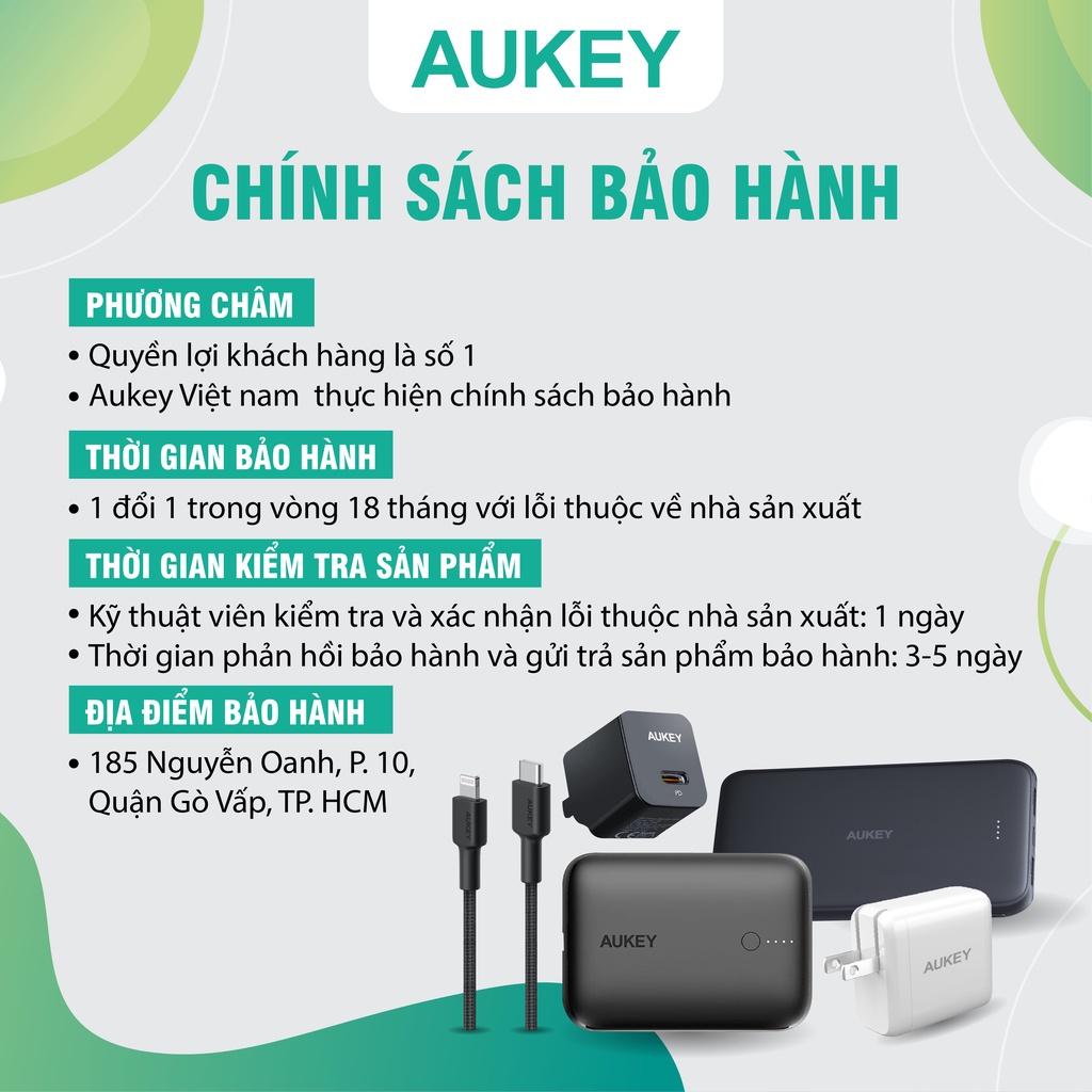 Bộ sạc Aukey Bundle On The Go 3 trong 1 sạc nhanh 20W TK-2 - Bảo hành chính hãng