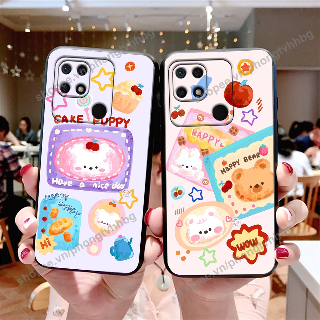 Ốp lưng Xiaomi Redmi 9C / Redmi 10c GẤU DÂU chi bi hoạt hình cute siêu rẻ