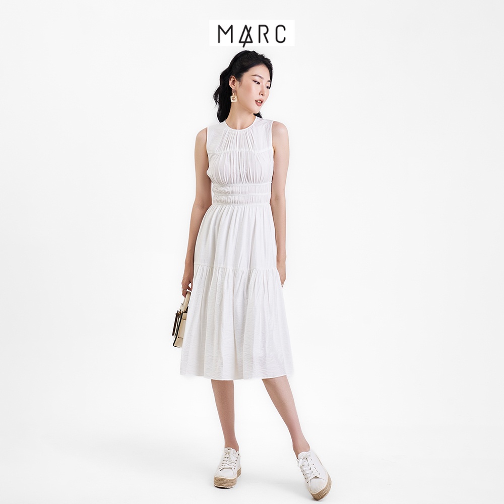 Đầm nữ MARC FASHION midi sát nách rút nhún ngực thun eo FAVH039722