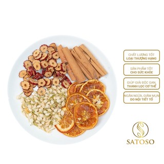 Trà cam quế mix táo đỏ hỗ trợ giảm ho, thanh nhiệt, giúp làm tăng huyết áp SATOSO 1 gói 10g