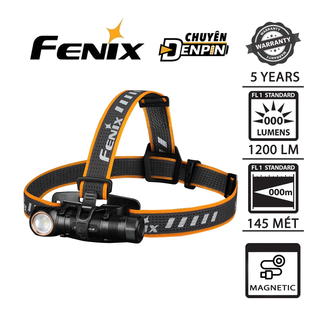 Đèn Pin Đội Đầu Fenix HM61R đa chức năng, công suất 1200 lumens, dùng pin 18650 3400mAh, tích hợp sạc nam châm.