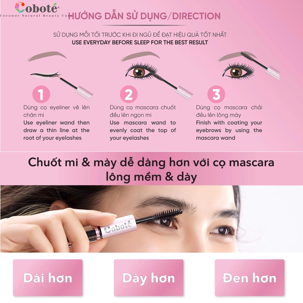 Serum Dưỡng Dài Mi & Mày Coboté - Mi Dài Trông Thấy Chỉ Sau 2 Tuần - Coco Miracle Eyelas