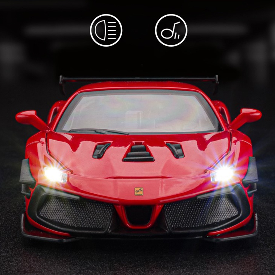 Xe mô hình bằng sắt Ferrari 488 GTB TẶNG KÈM BIỂN SỐ tỉ lệ 1:32 hãng DoubleHorses