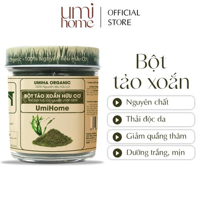 Bột Tảo Xoắn nguyên chất UMIHOME 135g đắp mặt nạ loại bỏ mụn thâm, chống lão hóa da hiệu quả