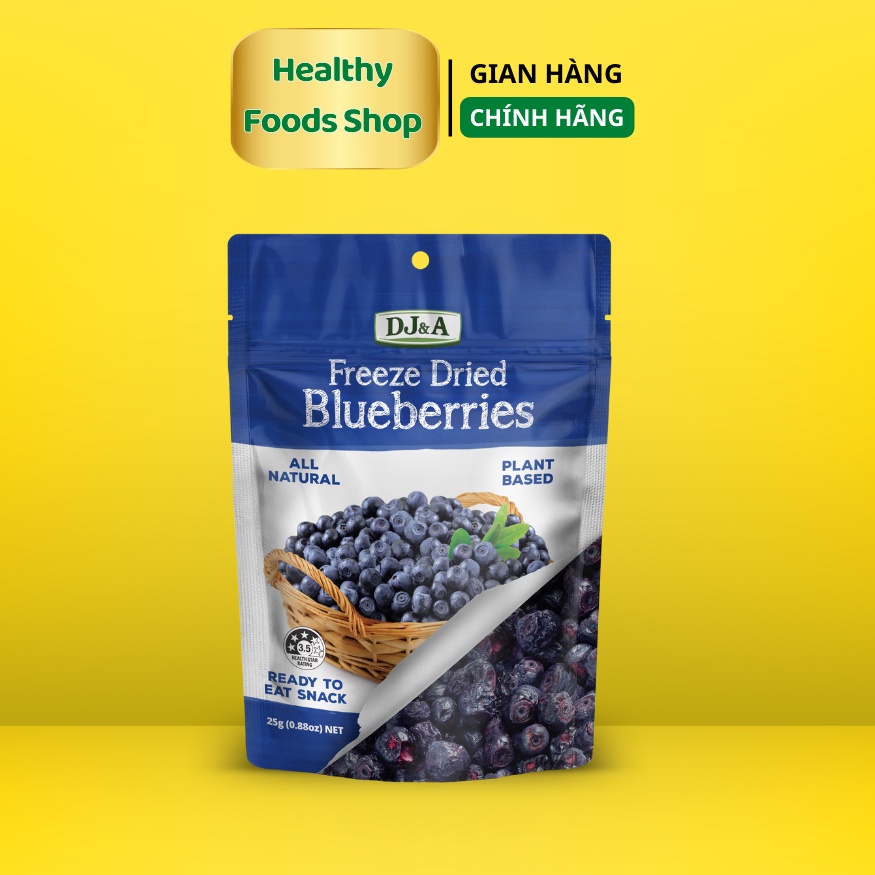 Việt quất sấy giòn DJ&A 25g - Tốt cho sức khoẻ - ăn giảm cân KETO - ăn chay - Crispy Whole Blueberries