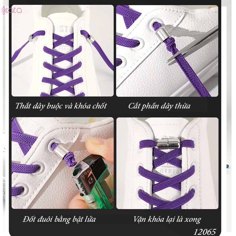 Dây Giày Lười Đàn Hồi Khóa Kim Loại Tiện Lợi Phù Hợp Nam Nữ Trẻ Em 12065