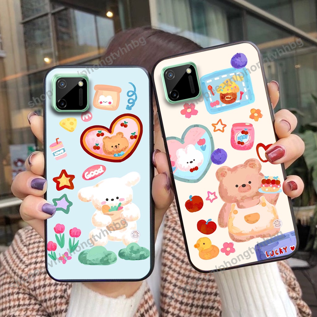 Ốp lưng Realme C11 / Realme C11 2021 / Realme C20 GẤU DÂU chi bi hoạt hình cute siêu rẻ