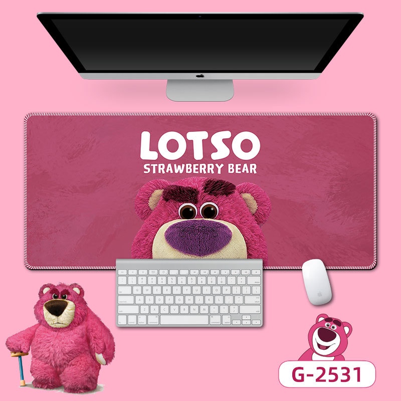 Tấm Lót Chuột Bàn Phím Máy Tính Cỡ Lớn In Hoạt Hình Gấu Dâu Tây Lotso Dễ Thương Cho Nữ