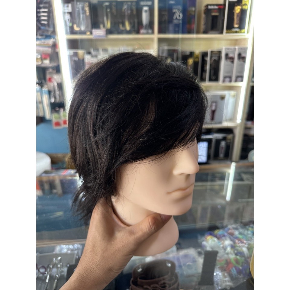Đầu ken tóc nam tóc thật tẩy nhuộm uốn tạo kiểu cho học viên Barbershop