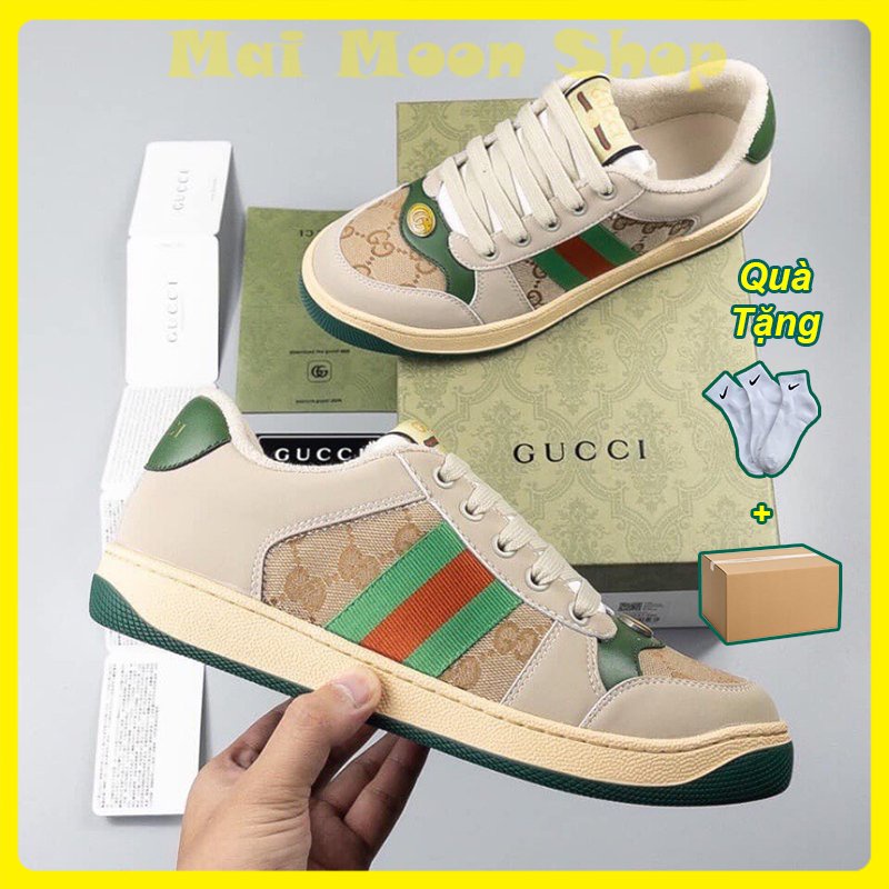 Giày Thể Thao Sneaker_Gucci Sơn Tùng , Giày _Gucci ACE Nam Nữ 2 Bản Xanh Hồng Đủ Size 36-43