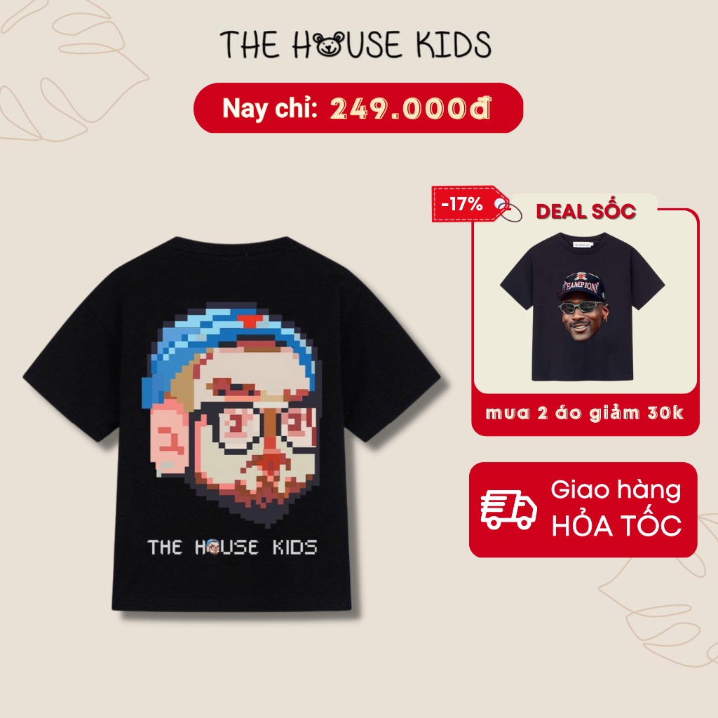 Áo phông bé trai THE HOUSE KIDS họa tiết hoạt hình pixels