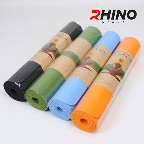 Thảm tập yoga 8mm 2 lớp Rhino M903 cao su non TPE siêu bám, chống trượt, tập gym, thể dục tại nhà