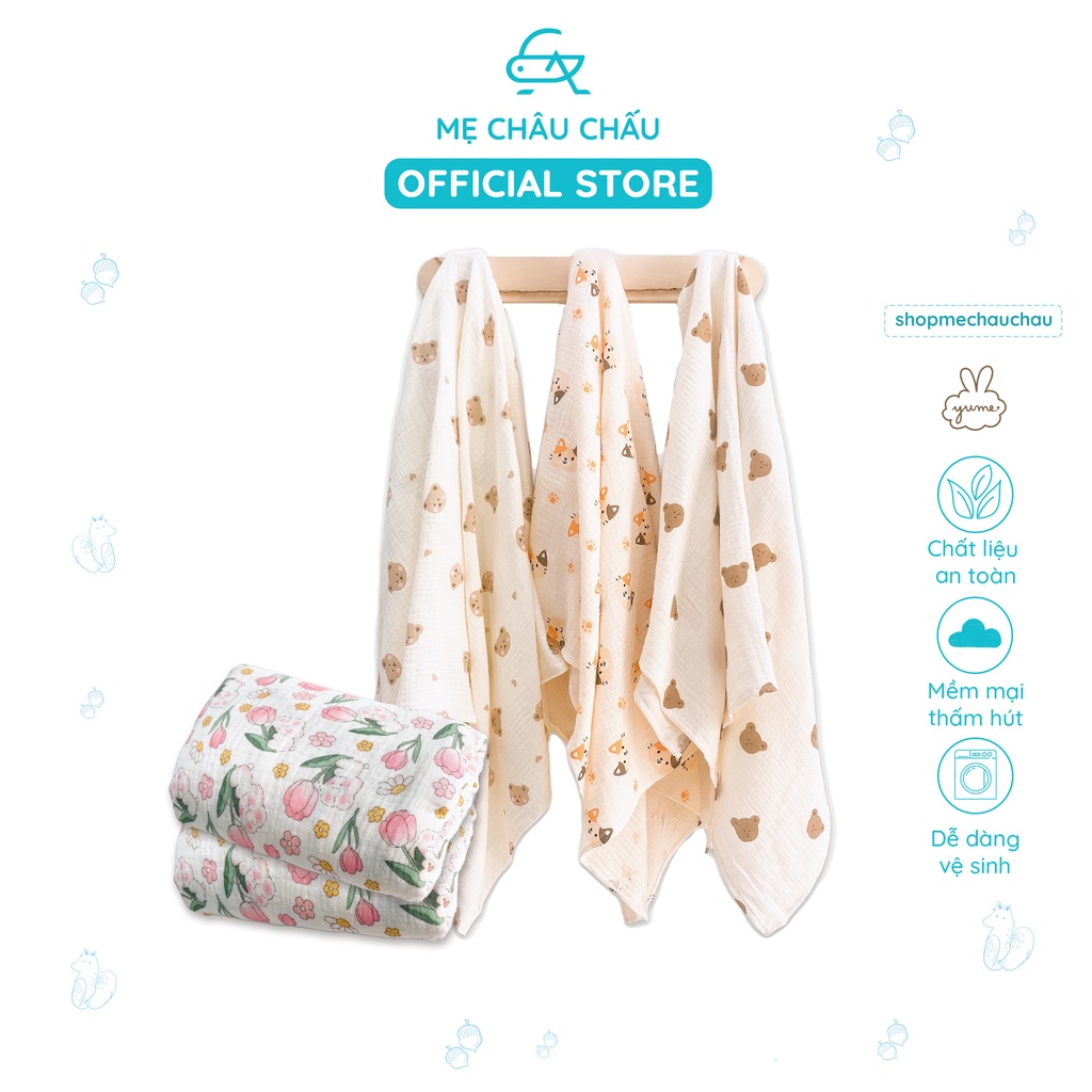 Khăn Tắm Xô Muslin Organic Yume Cho Bé KT 90*90cm