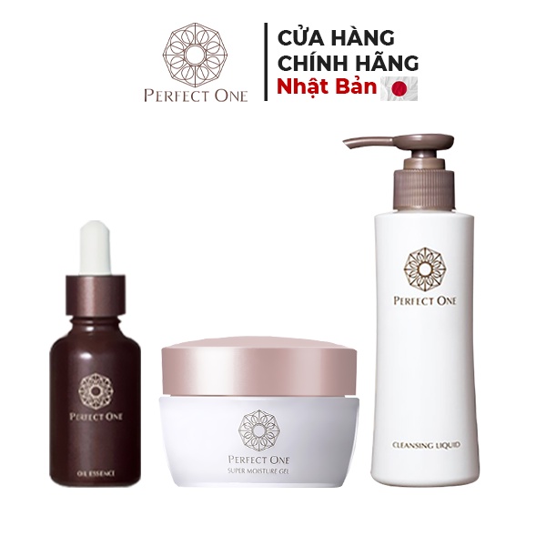Bộ 3 Sản Phẩm Chống Lão Hóa PERFECT ONE Super Moisture Gel - Oil Essence - Cleansing Liquid