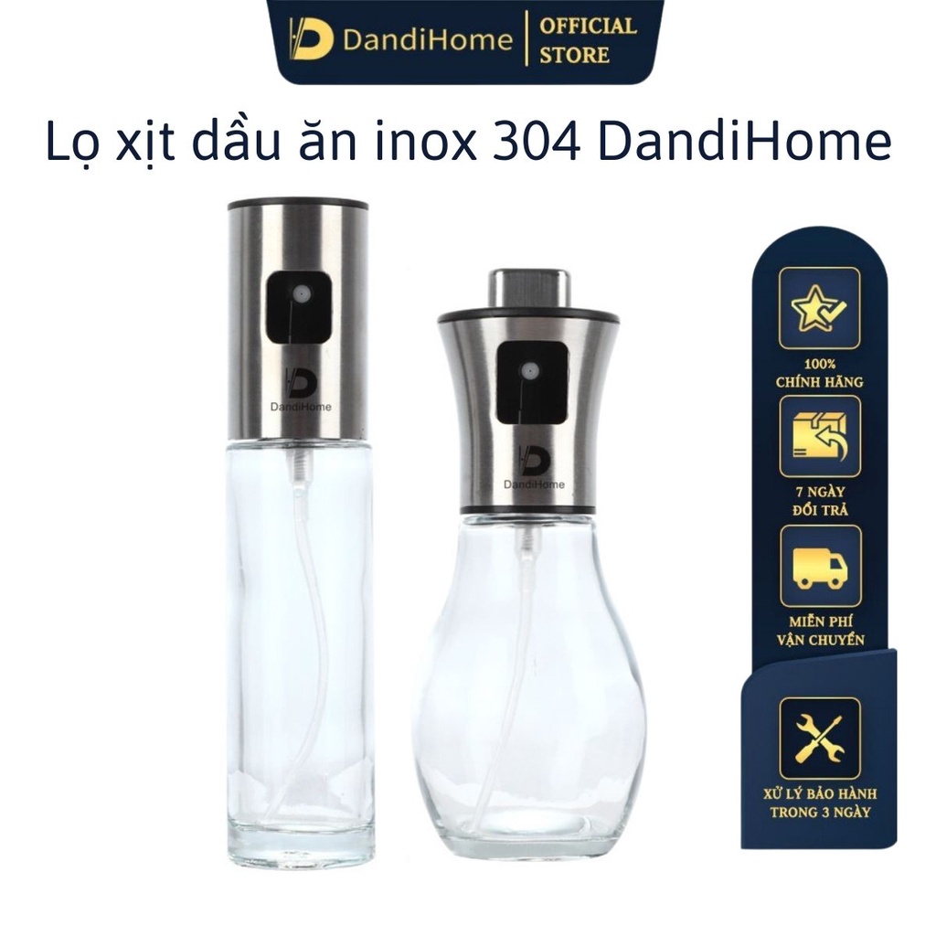 Bình xịt dầu ăn DandiHome dạng phun sương kèm phễu sử dụng cho vỉ nướng, nồi chiên không dầu trong nhà bếp