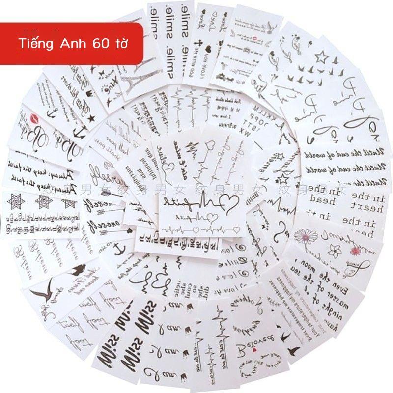 Hình xăm mới dán chữ cái tiếng Anh không thấm nước bền không nhỏ tươi nam nữ hoa văn mô phỏng Hàn Quốc