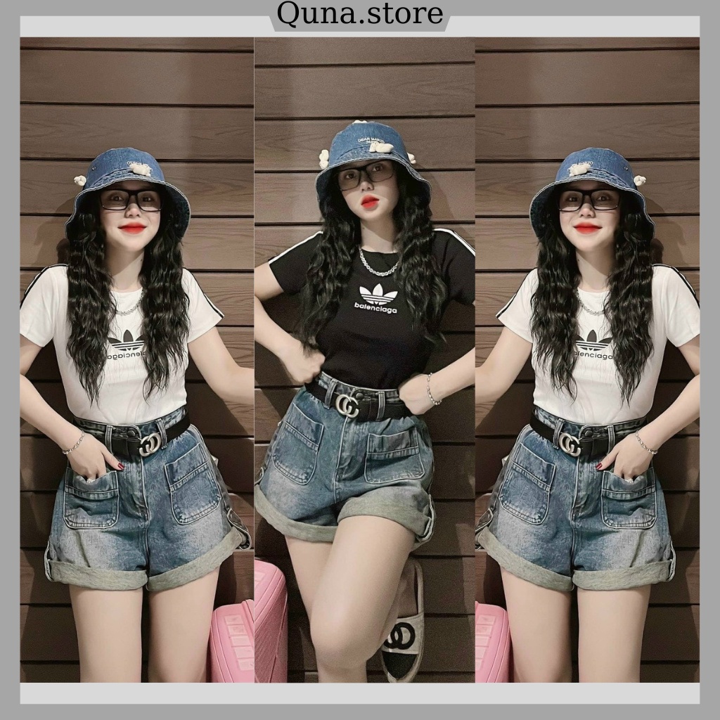 Quần sooc jeans bò vắn gấu khuy túi hộp không kèm đai MS20