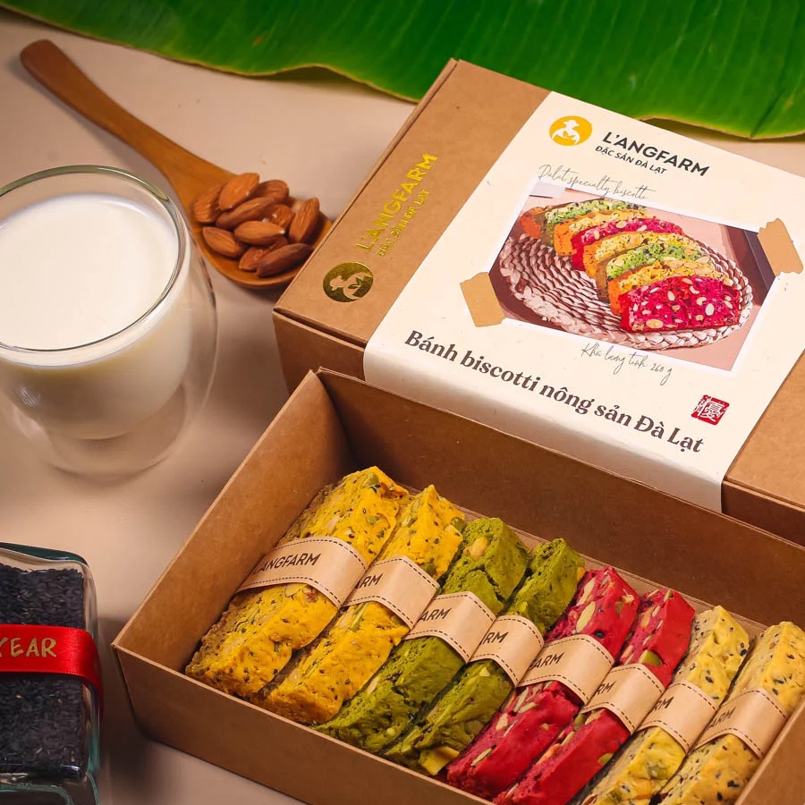 Bánh biscotti nông sản Đà Lạt L'angfarm, 280g, hộp, mẫu ichiba