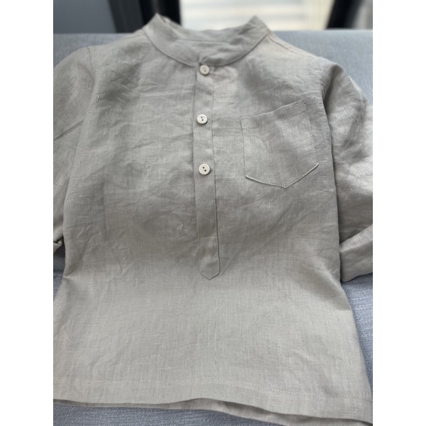 Áo sơ mi bé trai tay dài linen