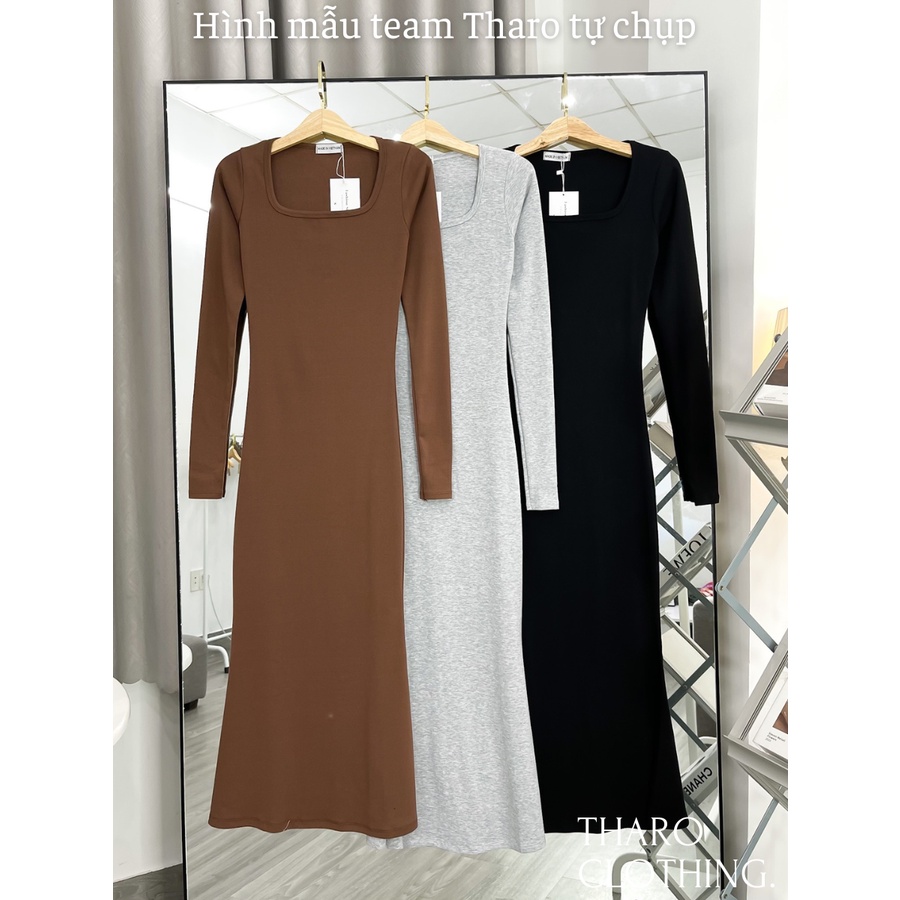 Đầm Maxi Đuôi Cá, Cổ Vuông Tay Dài - Tharo Clothing [DAM00033]