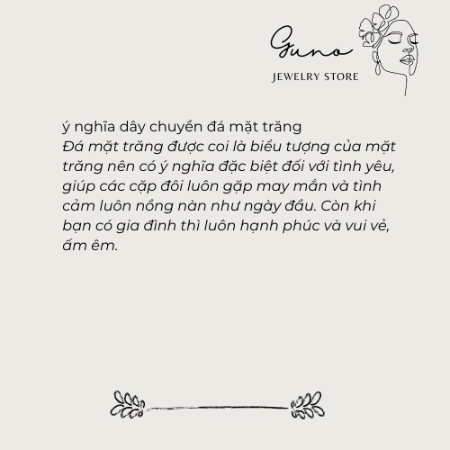 Dây chuyền bạc 925 đá mặt trăng moonstone may mắn hợp mệnh _ gunojewelry