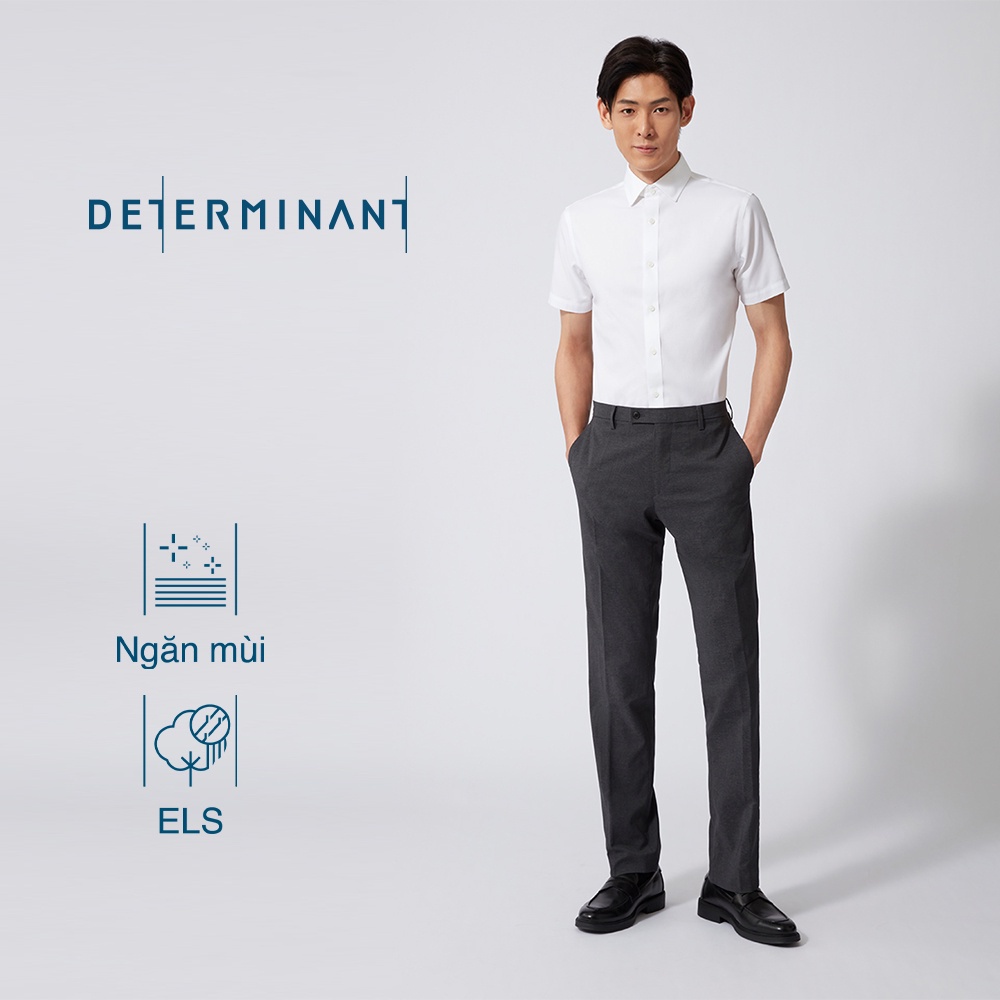 Áo sơ mi nam tay ngắn Pinpoint Oxford Cotton kháng khuẩn mềm mại thương hiệu Determinant - màu Trắng