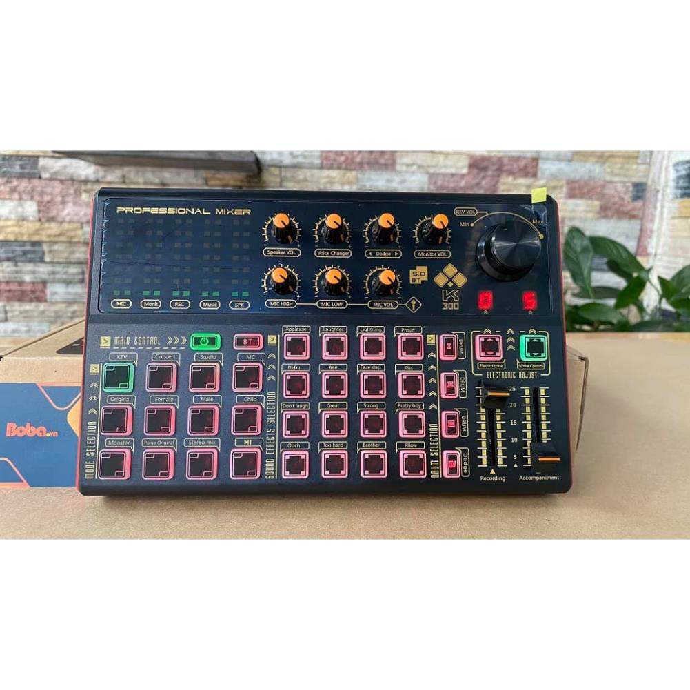 Sound Card Thu Âm Livestream Auto Tune K300-Thế Hệ Mới bluetooth+ 12 Tháng BH