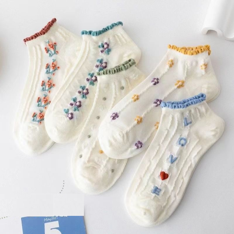 VỚ HOA NỀN TRẮNG MỚI SET 5 ĐÔI