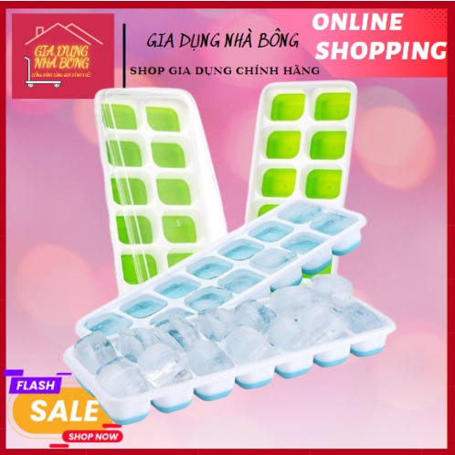 Khay làm đá đế silicon có nắng đậy_Khay trữ đông bảo quản đồ ăn