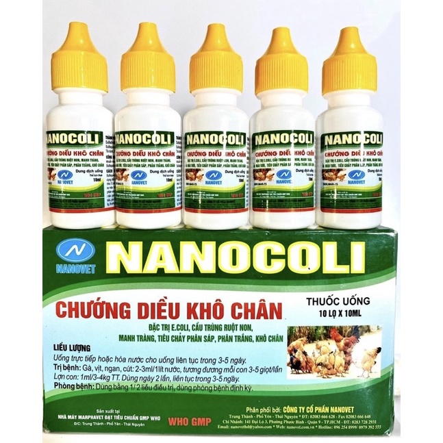 Nanocoli 10ml chướng diều khô chân gà vịt