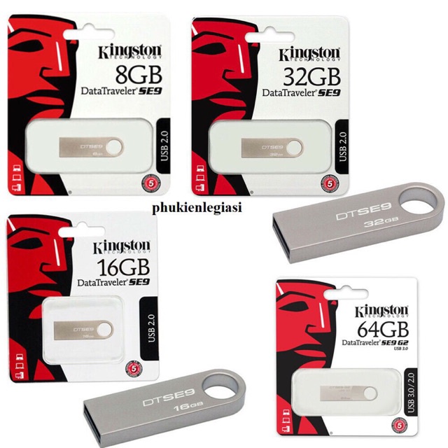 USB Kingston 64GB 32GB 16G 8GB 4GB (DTSE9) - Bảo Hành 5 Năm. Thiết Kế Nhỏ Gọn, Vỏ Làm Từ Kim Loại, Chống Nước