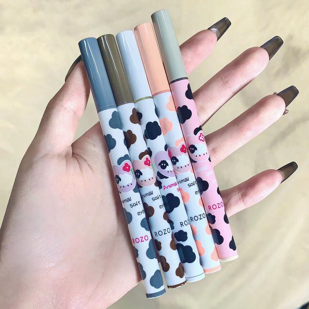 Bút Kẻ Mắt Siêu Mảnh Bò Sữa Eyeliner Mỏng Không Lem Chống Nước Lâu Trôi Rozo Lì Đầu Bút Nhỏ 0.01mm Màu Nâu Vẽ Mi Dưới