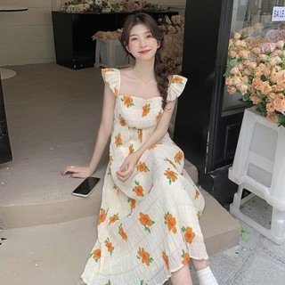 Đầm Dài In Hoa Tay Bay Thời Trang Mùa Hè Dành Cho Nữ
