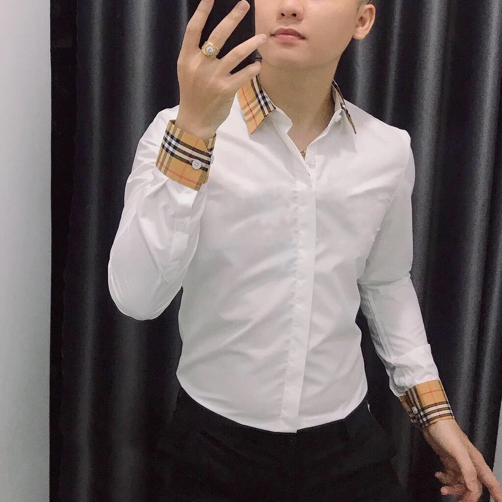 Áo sơ m, áo sơ mi phổi buberry, chất liệu lụa mềm mịn, mát mẻ, dáng trẻ trung thanh lịch, mặc bao đẹp