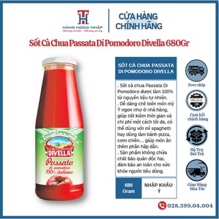 Sốt cà chua xay dạng sệt passata di pomodoro divella 680gr nhập khẩu ý