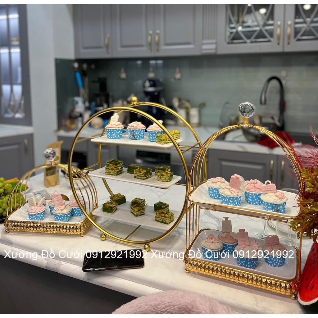 🍰 Khay Kệ Lồng Chim Đựng Bánh Kẹo, Hoa Quả Trang Trí Tiệc Sinh Nhật, Teabreak, Buffet, Gia Tiên  🍰