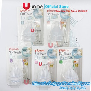 Núm Vú, Núm Ty Thay Thế Cổ Rộng Pigeon Silicone Siêu Mềm Plus Hàng Chính Hãng tại Unmei Trading