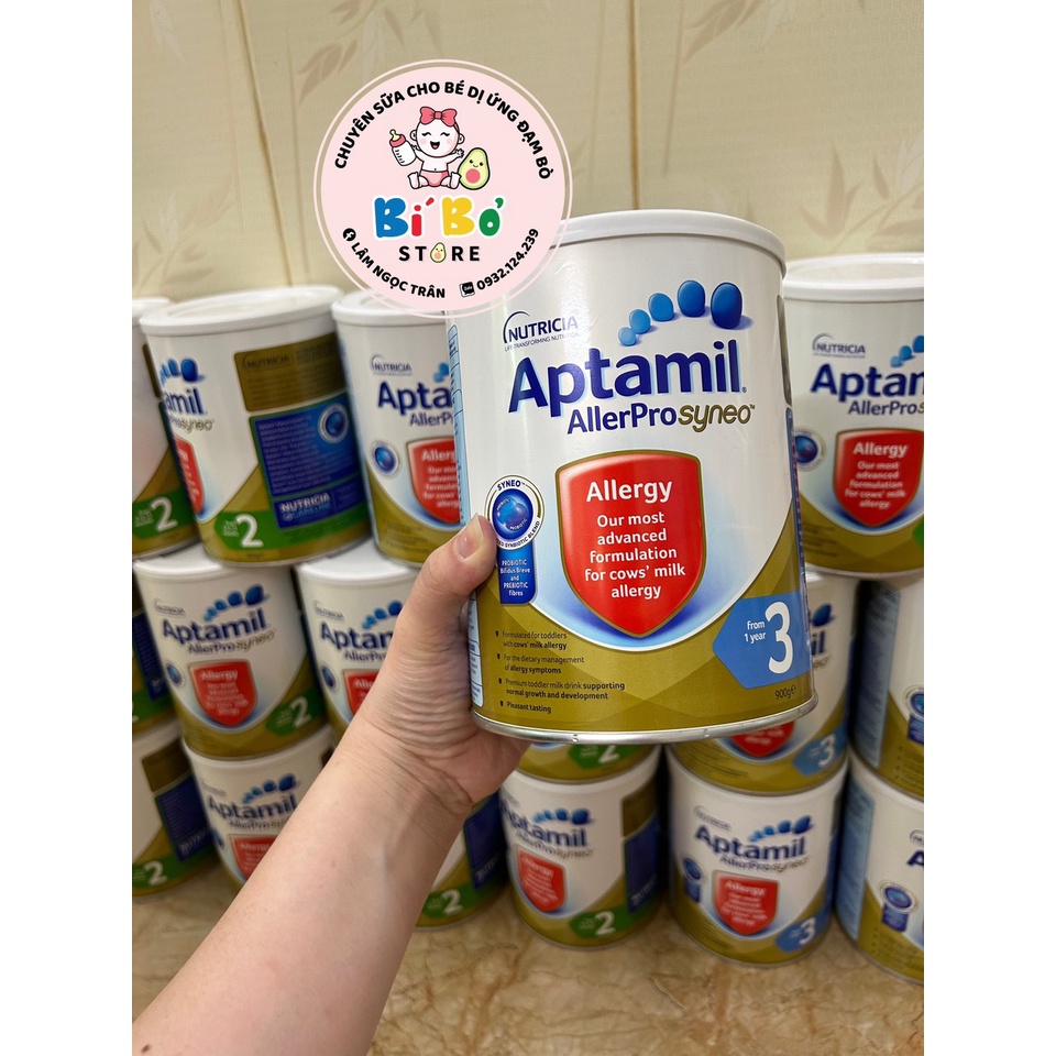 Sữa Aptamil Allerpro Syneo Cho Bé Dị Ứng Đạm Bò Hộp 900gr Số 2, Số 3 Hàng Air chuẩn Úc