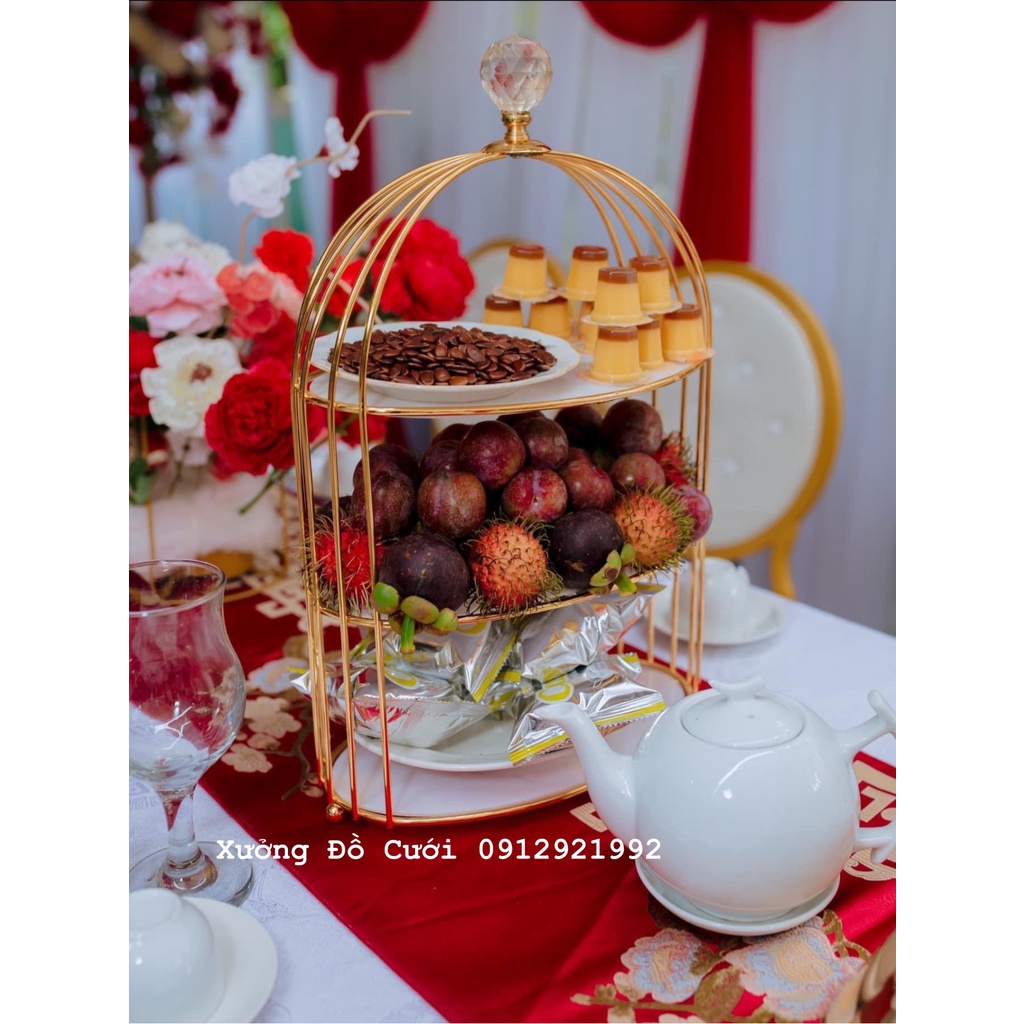 🍰 Khay Kệ Lồng Chim Đựng Bánh Kẹo, Hoa Quả Trang Trí Tiệc Sinh Nhật, Teabreak, Buffet, Gia Tiên  🍰