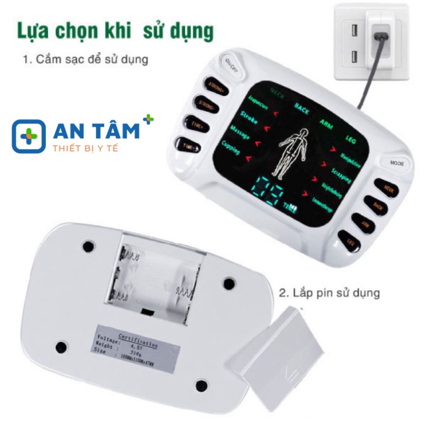 Máy massage xung điện 8 miếng dán YTK-309B, máy mát xa xung điện 8 chế độ massage 15 cường độ xung điện